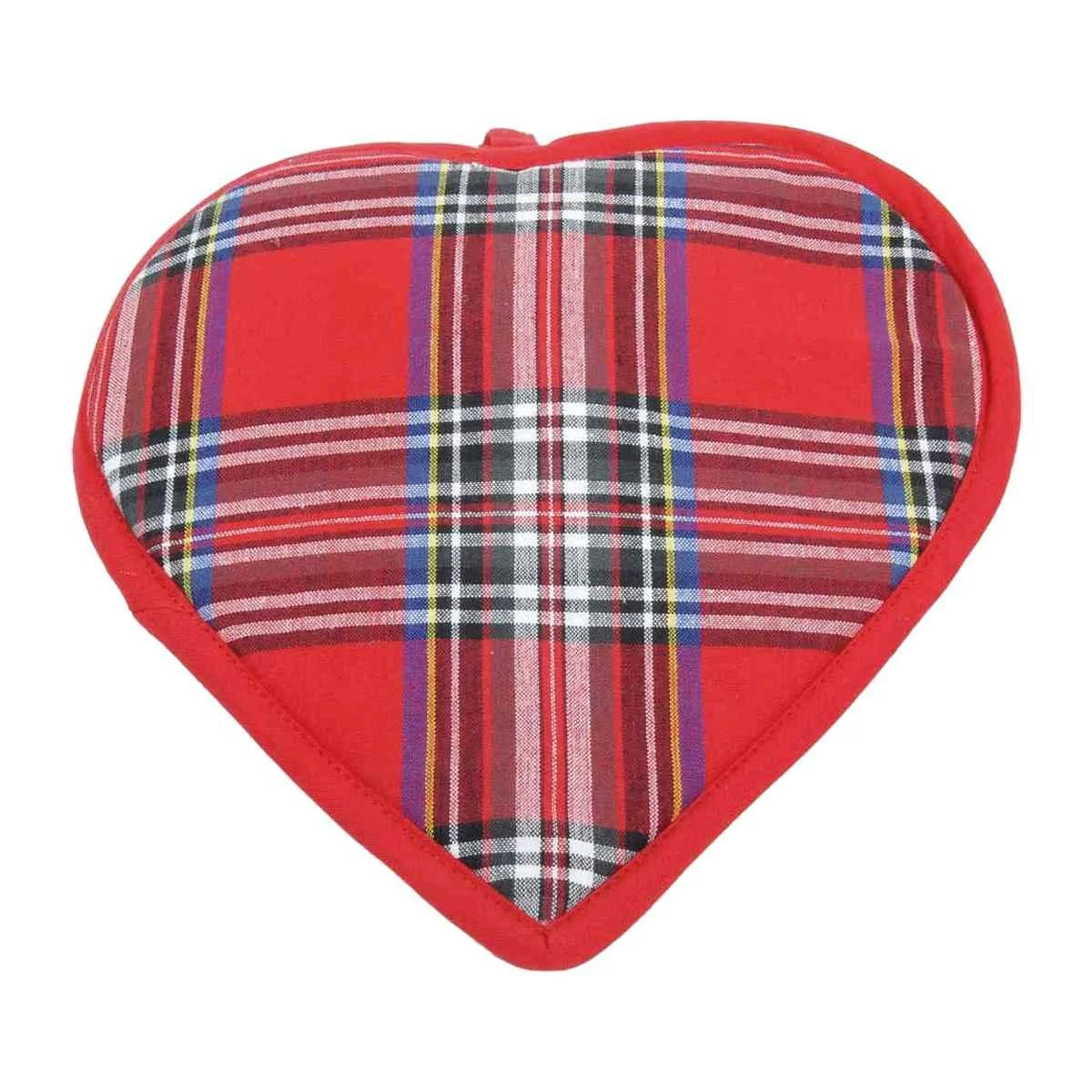 Sottopentola Cuore Cotone Fantasia Tartan Rosso con Profumo cm.28