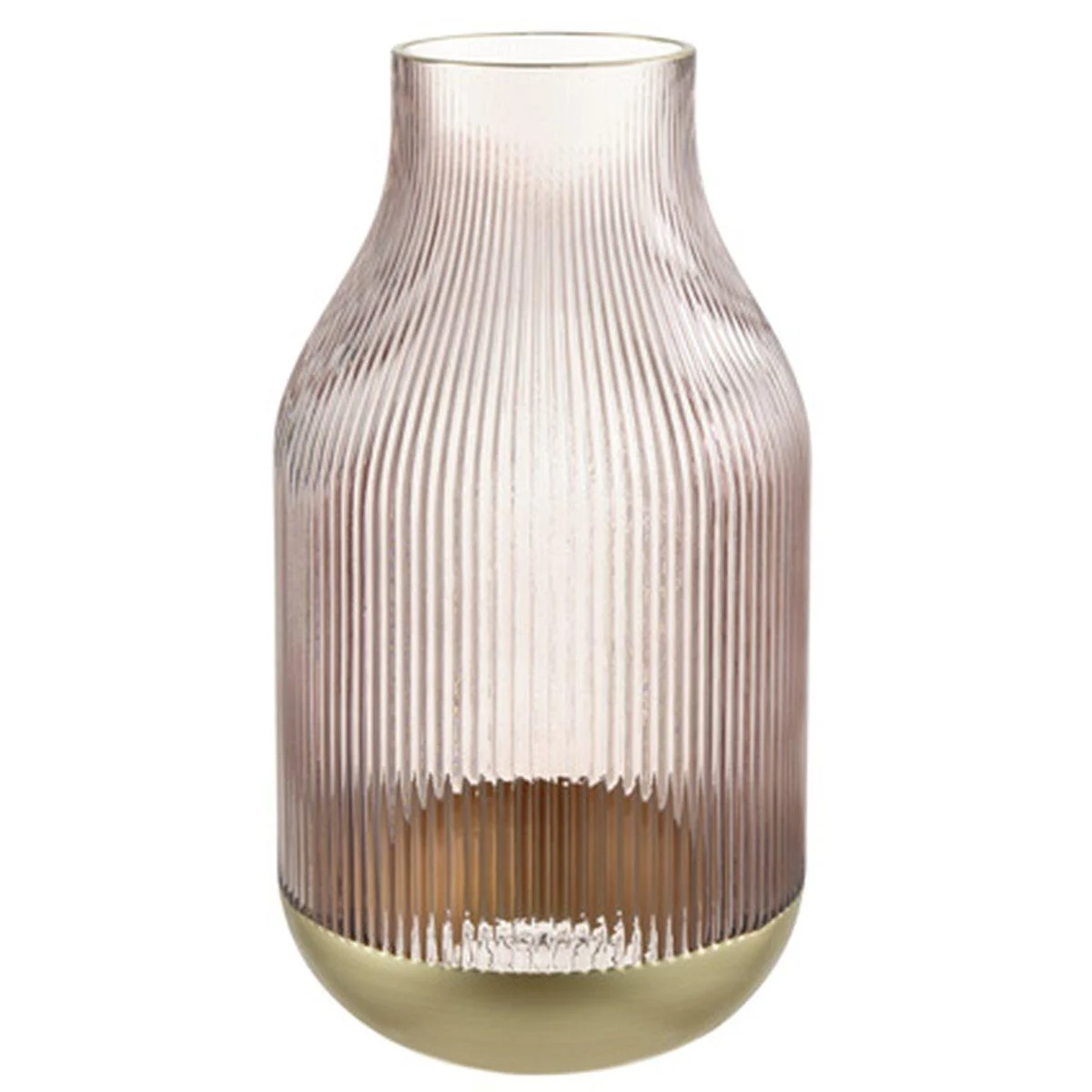 Vaso Vetro Rosa con Effetto Plissettato cm.16x30