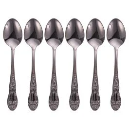 Set 6 cucchiaini in acciaio inox, nero lucido, Wonderland