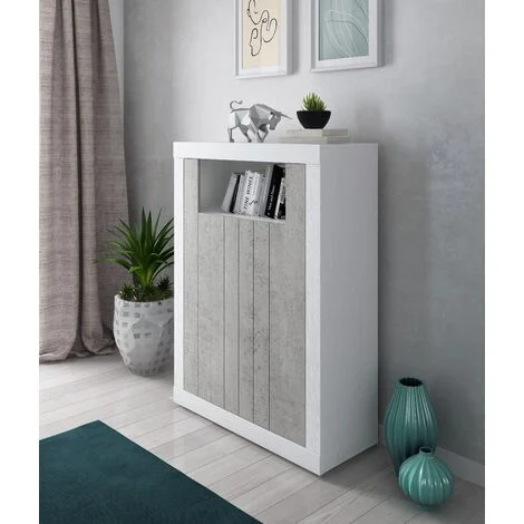 MADIA MOD. RAVEN CM 105X42 H. 143 BIANCO FRASSINATO E CEMENTO