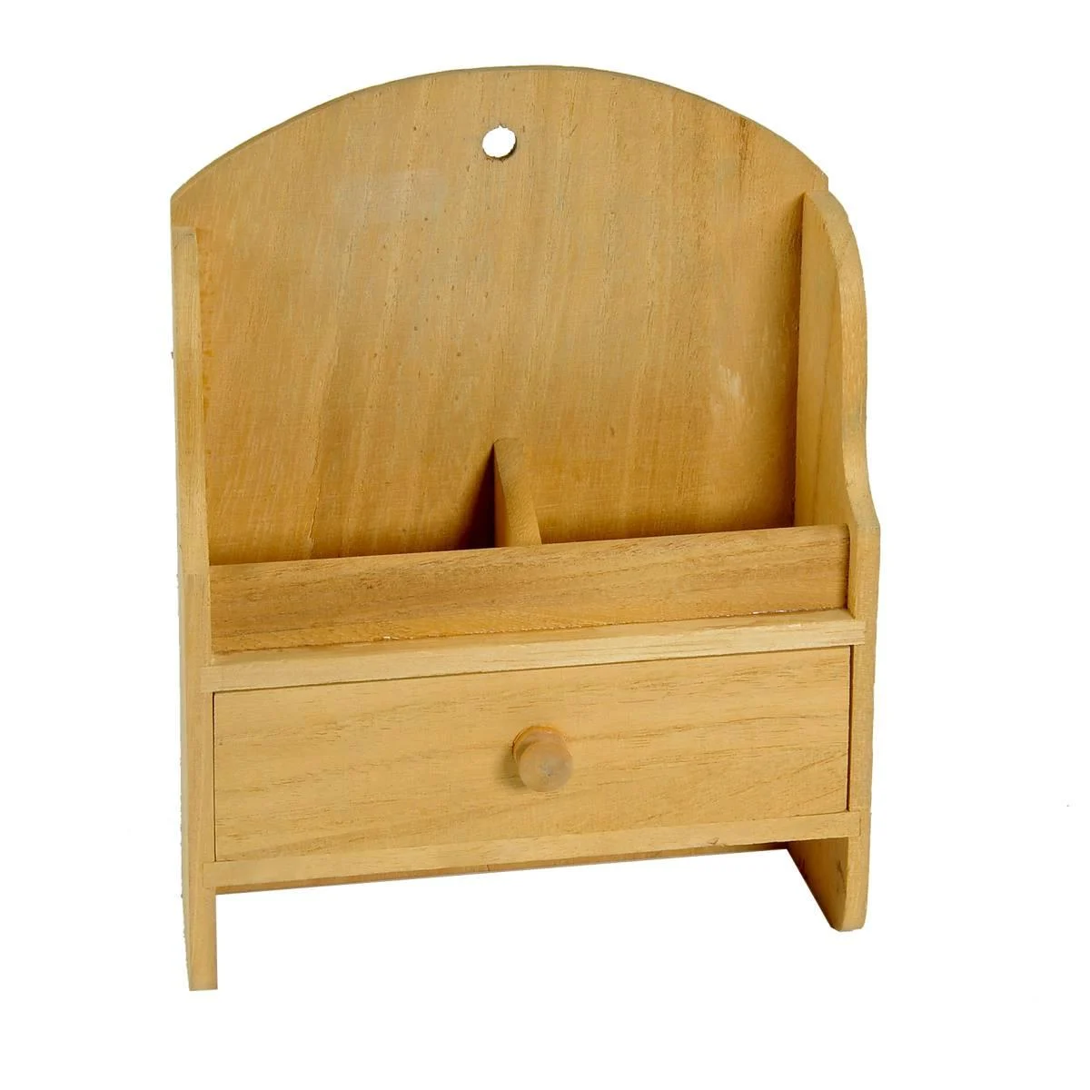 Decoupage Porta Oggetti con Casetto Legno Naturale cm.15x6xh21