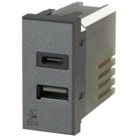 Presa USB 4Box 3.0A per serie Bticino Axolute antracite 4B.HS.USB.30