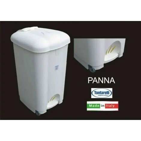 Pattumiera a Pedale Con Ruote Carolina 50 Litri Bianco 34,5x41,5xh 63,5 cm