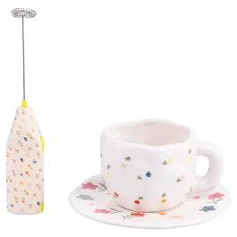 Set colazione, montalatte e mug con piattino, More Amor Flower