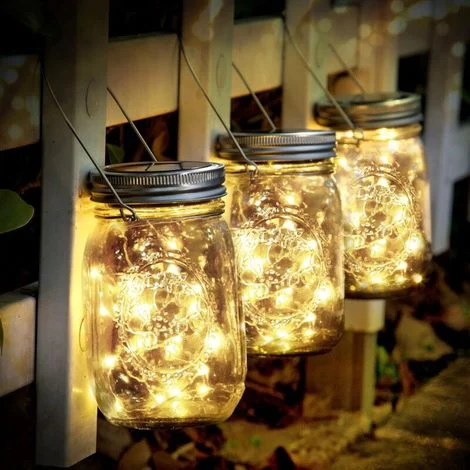 Luci solari per esterni, 3 pezzi Luci solari da giardino 30 LED Luci da giardino in barattolo di vetro impermeabili per illuminazione interna ed esterna Decorazione natalizia (bianco caldo)