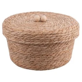 Cestino multiuso con coperchio in fibra naturale, 27x15 cm, Sibilla