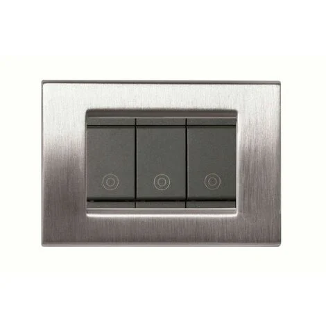 Placca compatibile vimar idea cromo satinato 3 posti metallo 2000-cs