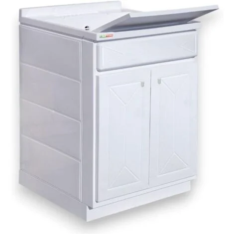 Mobile lavatoio in polipropilene pp bianco a due ante modello top line dim: l=62cm p=53cm h=87cm- 2 ante TRIOPLAST