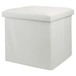 Pouf contenitore multiuso 38x38xh.38 cm, bianco, Sibilla