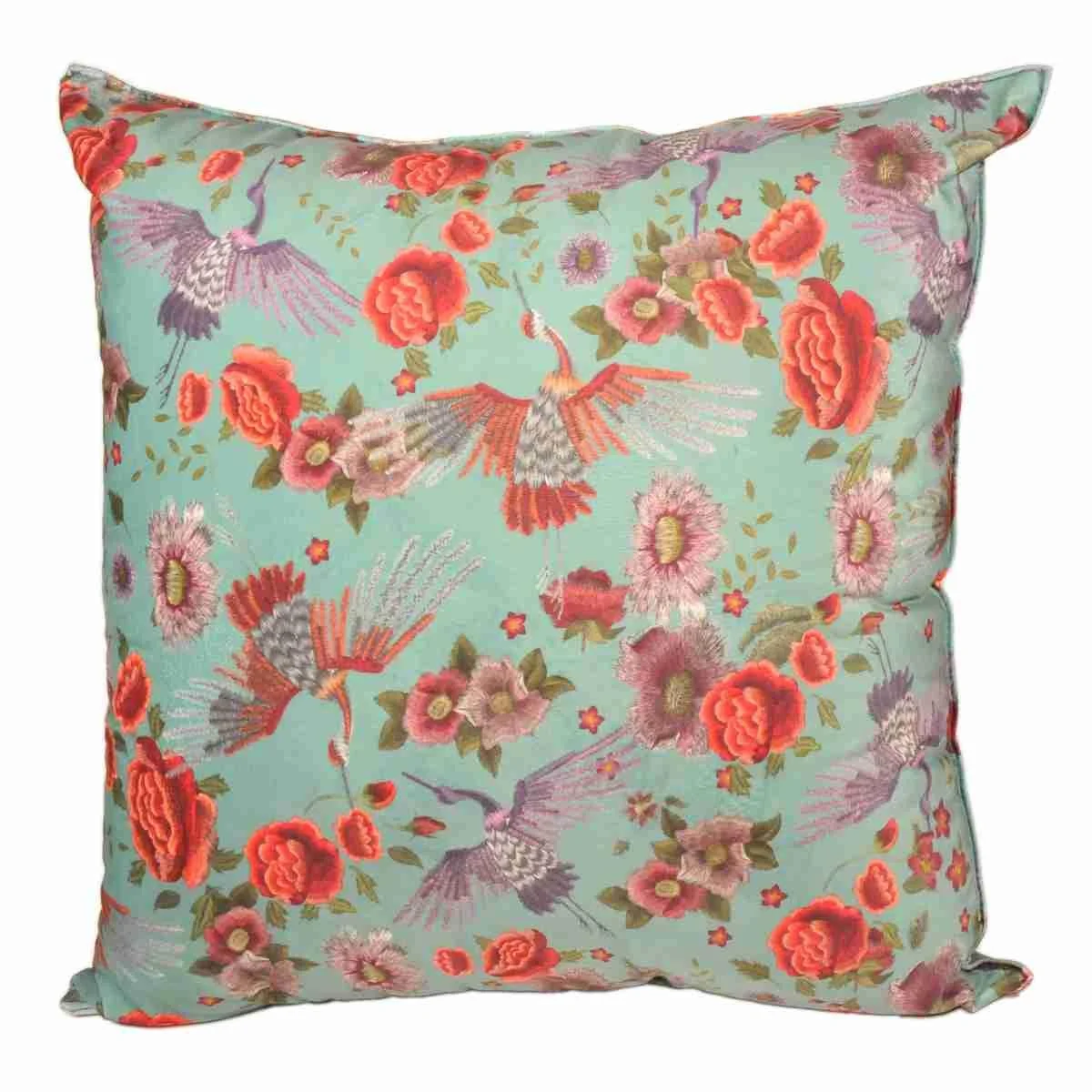 Cuscino Arredo Velour Bird Verde cm.50x50x19
