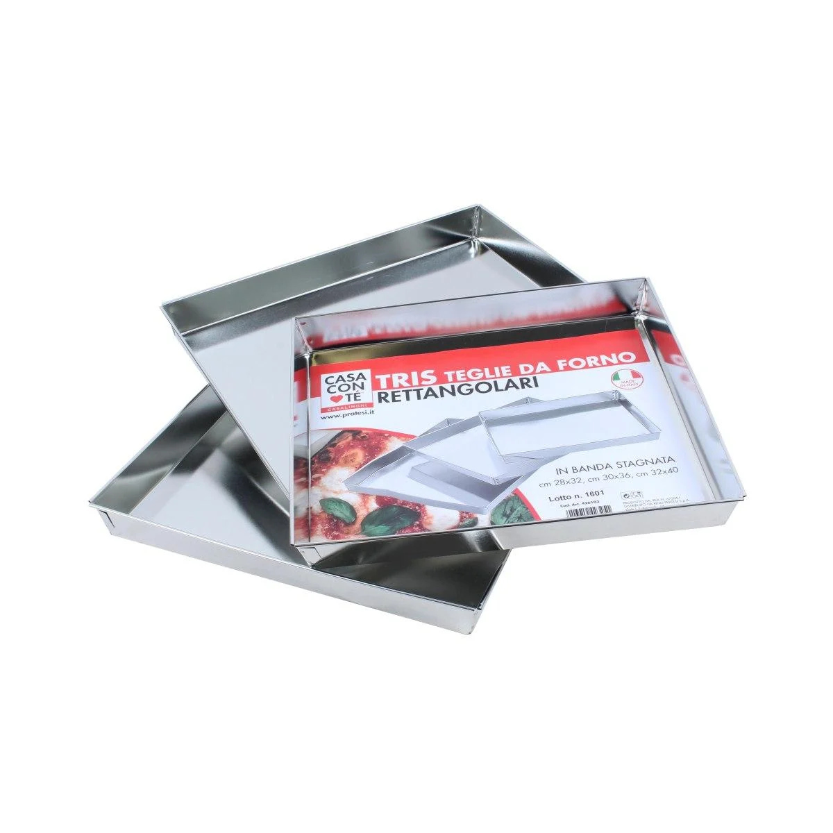 Teglia Rettangolare cm.32 36 40 Pieghevole Stagnata Set 3 pz.3