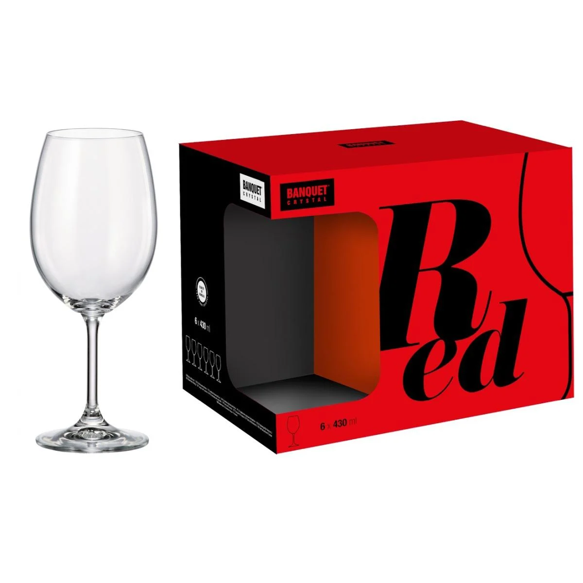 Bicchieri Vetro Set pz.6 Vino Rosso ml.430