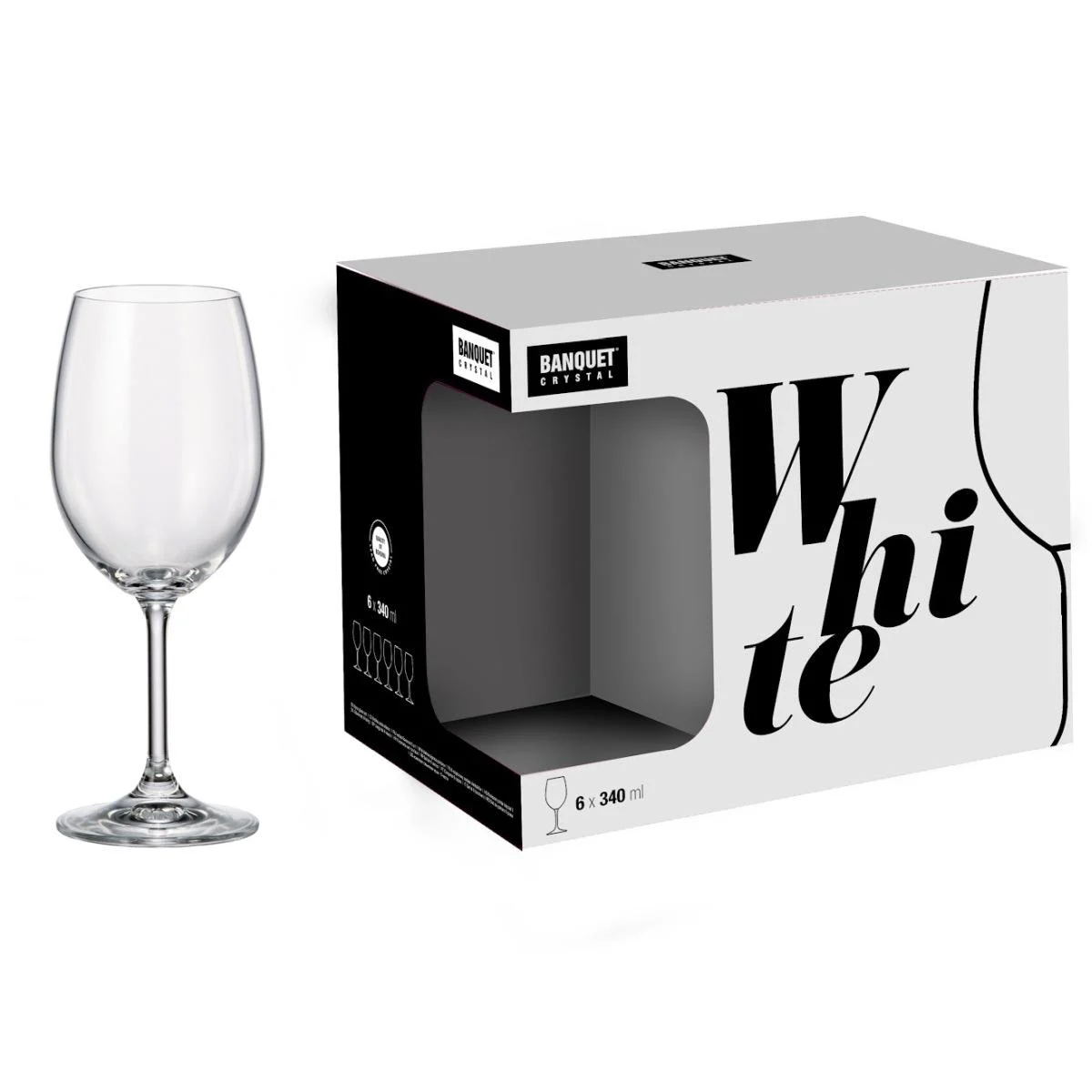 Bicchieri Vetro Set pz.6 Vino Bianco ml.340
