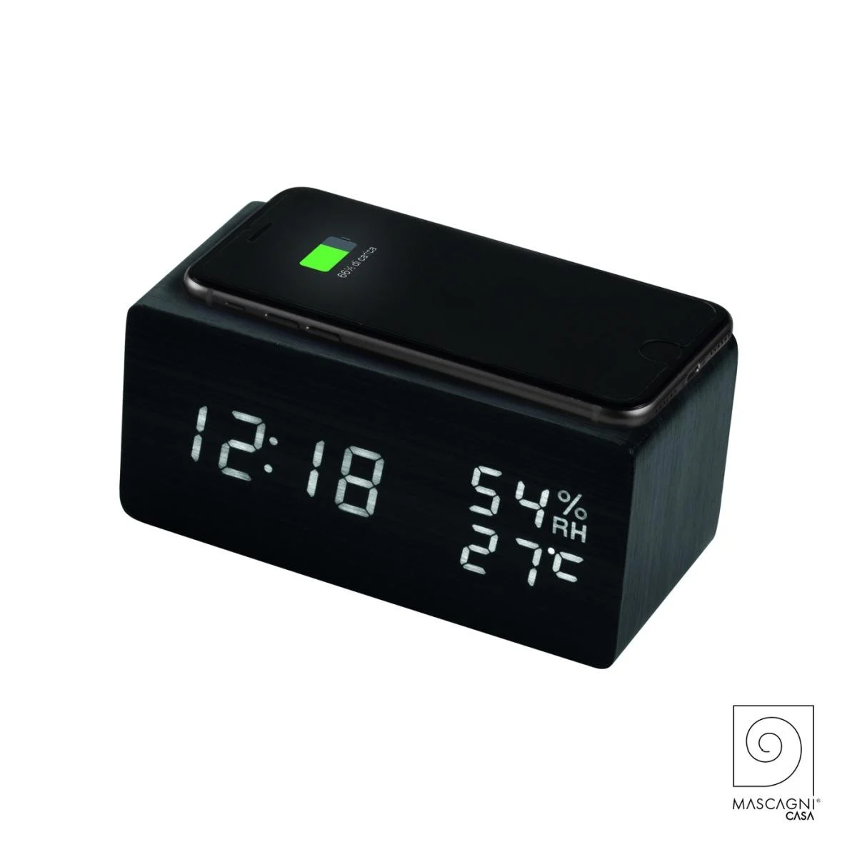 Sveglia Wireless Nera con Cavetto USB cm.17x7x7