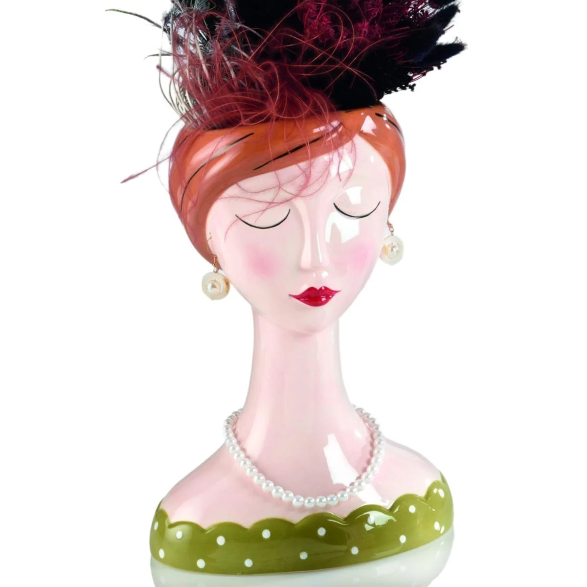 Vaso Ceramica Girl con Collana e Orecchini cm.20x23x30