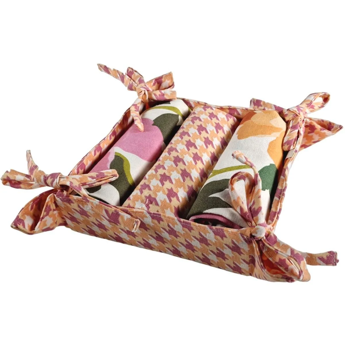 Strofinaccio con Cestino con Rose cm.45x70 Set pz.3
