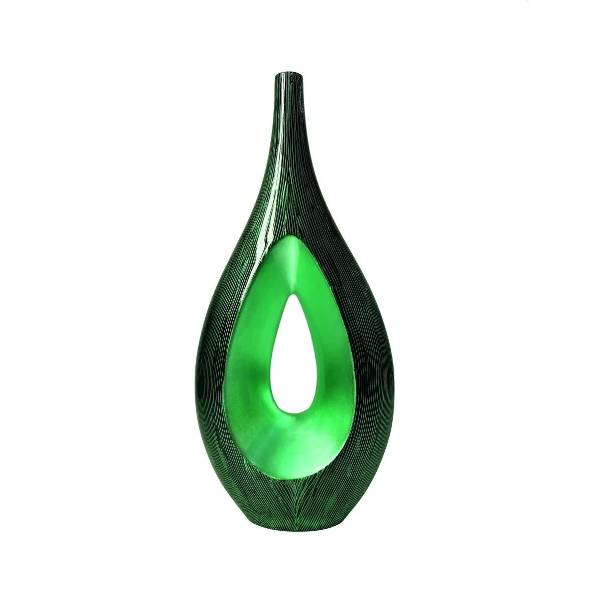 Vaso Ceramica Goccia Verde Forato cm.28x64