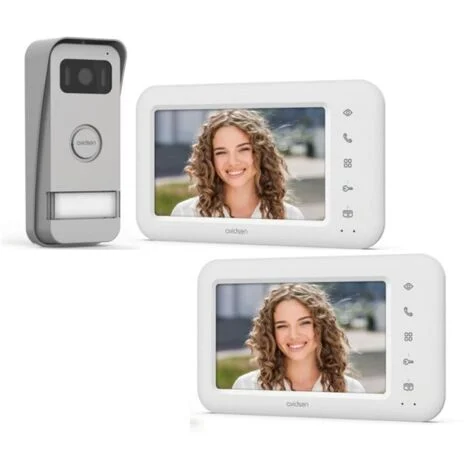KIT VIDEOCITOFONO CON 2 MONITOR AVIDSEN 7 POLLICI MONOFAMILIARE UNICA FAMIGLIA