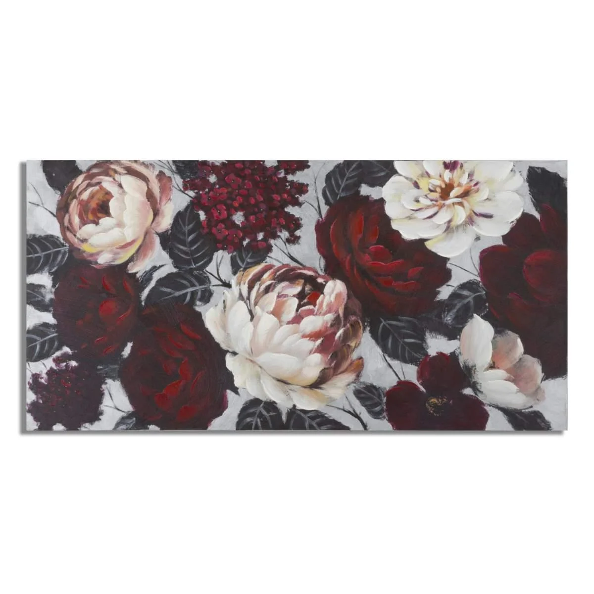 Quadro Dipinto Tela White Red Flower Lightback cm.150x3,8x76