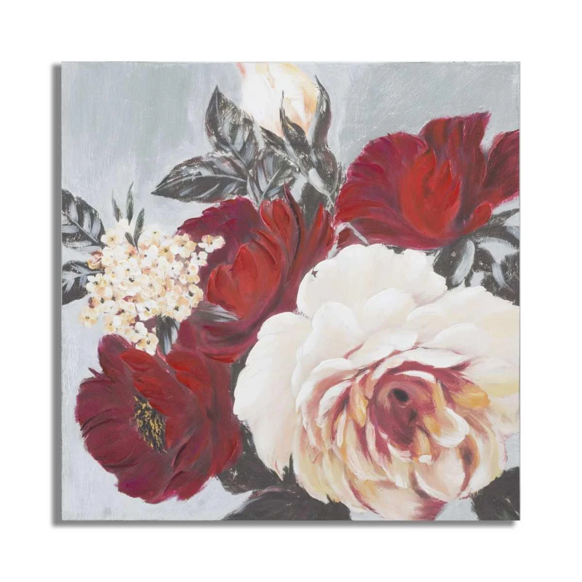 Quadro Dipinto Tela Red Flower Square cm.90x3,7x90