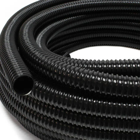 Wiltec Tubo spiralato per pompe nero 5 m Ø 50 mm (2″) con spirale rinforzata in PVC anti-attorcigliamento
