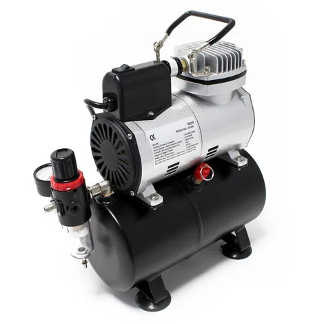 Wiltec Compressore per aerografo AF186 con serbatoio riduttore di pressione 4 bar Start-stop automatico