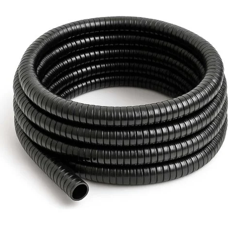 Wiltec Tubo spiralato per pompe nero 5m Ø 38 mm (1 1/2″) con spirale rinforzata in PVC anti-attorcigliamento