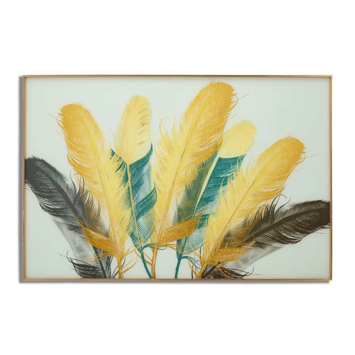 Pannello Vetro Con Cornice Feathers cm.120x3,5x80