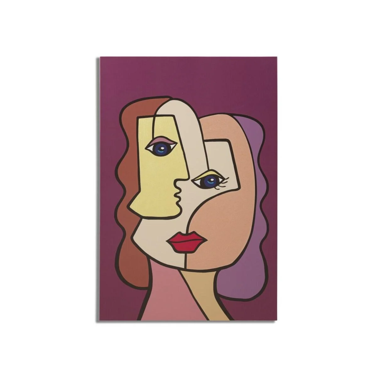 Quadro Stampa Dipinta Faces New Mod.B cm.60x3x90