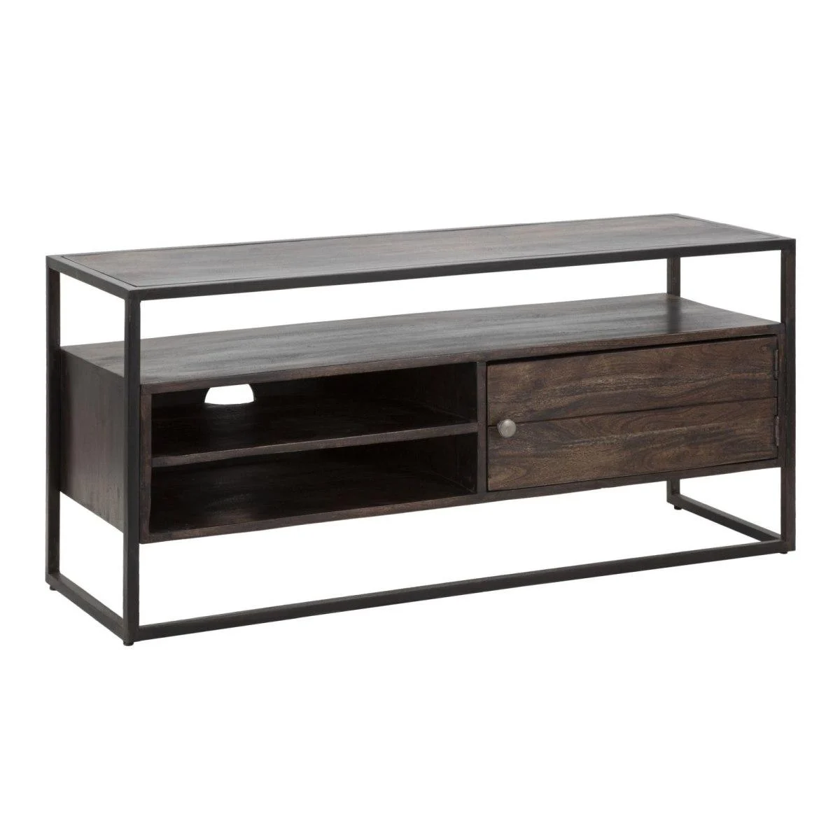 Porta Tv Burn cm.120x40x55 Legno Di Acacia Nilotica