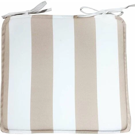 Cuscino per Sedia a Righe Beige - Esterno - 43x41 cm