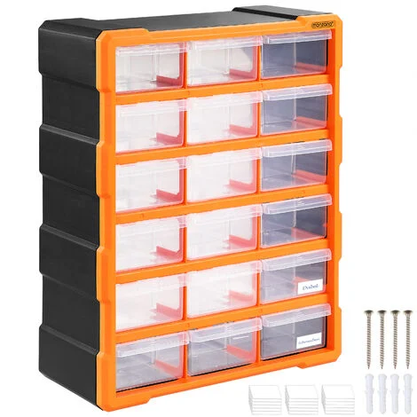 Monzana Porta minuterie MW1506 18 Cassetti Fino a 36 Scomparti 16x38x47,5cm Organizer Officina Minuteria