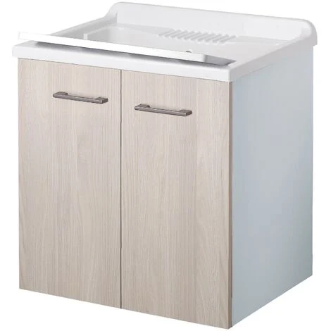 Lavatoio sospeso 60x50 con doppie ante olmo