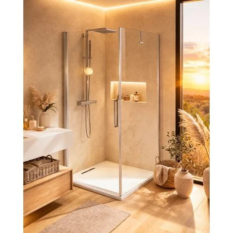 Box doccia 80x100 battente vetro temperato 6 mm 195 H cromo Linje