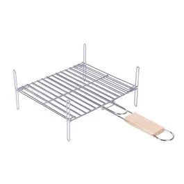 Graticola 25x30 cm in acciaio cromato e legno, BestBQ
