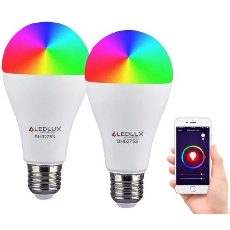 2 Pezzi Lampade LED E27 Wifi Smart A65 15W 1500lm RGB CCT APP Tuya Alexa Google Home
