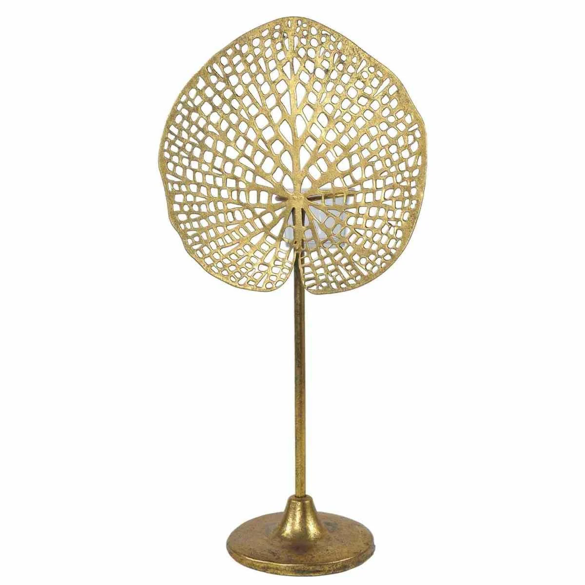 Portacandela Metallo Foglia Oro cm.21x40