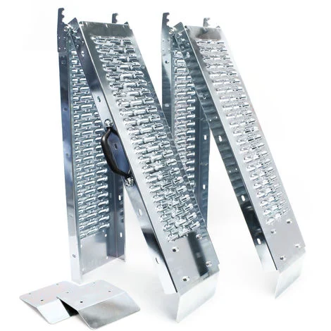 2x rampe di carico pieghevoli in acciaio zincato 160x22,5 cm 400 kg Rampa di salita