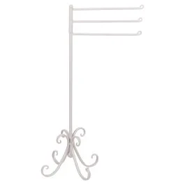 Porta asciugamani 3 tubi in ferro 55x36x88 cm, bianco, Sibilla
