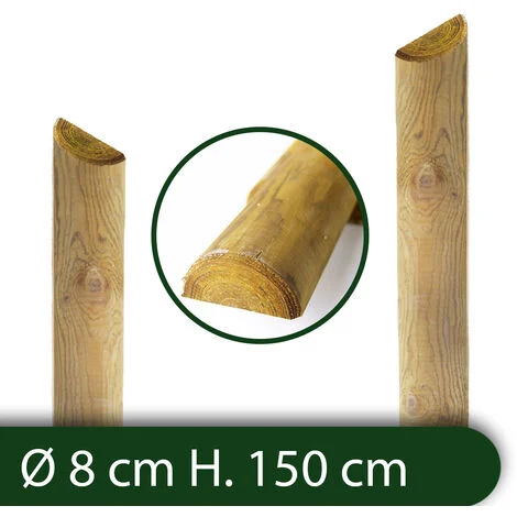 10PZ Mezzi Pali in legno Recinzioni Staccionate Giardino Trattati Ø 8x150 H