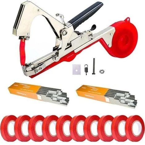 Confezione da 14 fascette per piante, fermagli per legare i rami, macchina per legare i rami, nastri per vivai, lama per tagliare i nastri, graffette per uva, pomodori, ecc.