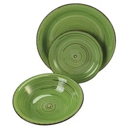 Servizio piatti 3 pezzi in gres, Lipari Verde