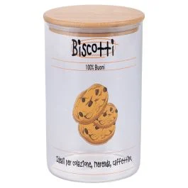Biscottiera 1L in vetro borosilicato, coperchio in bambù,  SìChef