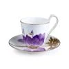 ROYAL COPENHAGEN TAZZA THE CON PIATTINO VIOLA DEL PENSIERO