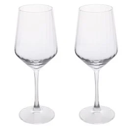 Set 2 calici vino 510 ml in vetro, Optic Sibilla