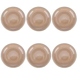Set 6 piatti piani in gres dipinto a mano, terracotta, 4 Toni
