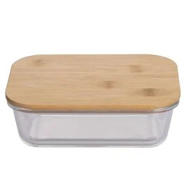 Contenitore rettangolare 1040 ml in borosilicato e bambù, SìChef