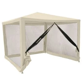 Gazebo idrorepellente con zanzariere 3x3, ecrù, Dakar Esté
