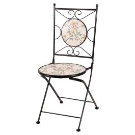 Sedia pieghevole in ferro e ceramica, Romance Esté