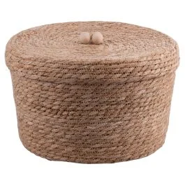 Cestino multiuso con coperchio in fibra naturale, 32x21cm, Sibilla